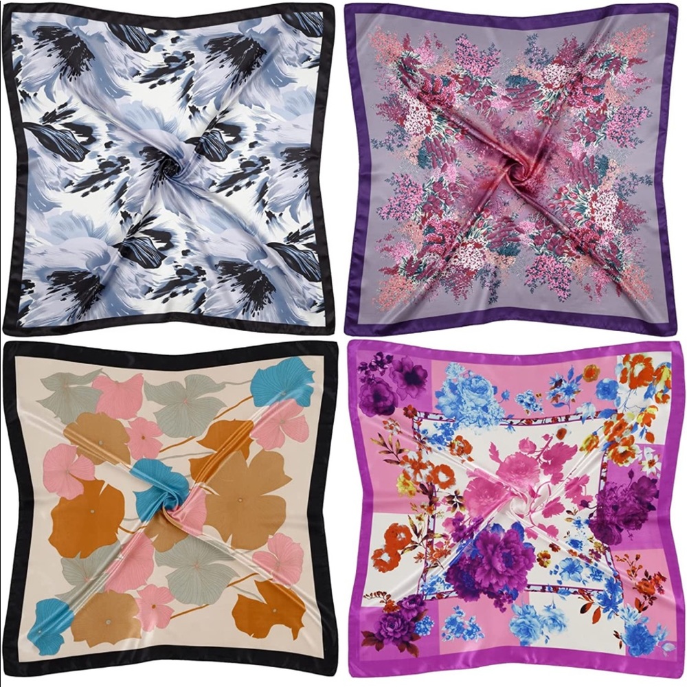 Satin Square Scarves Neck Hair Head Scarf 2 for 30